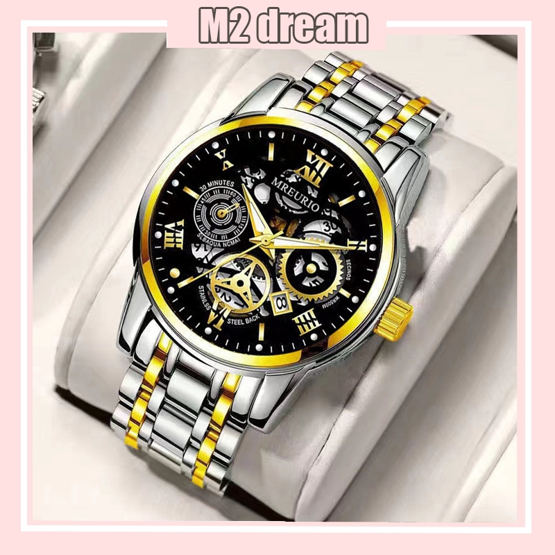 【READY STOCK】Men's Automatic Quartz Watch Hollow Waterproof Luminous Watch High-End Business Watches Jam Tangan