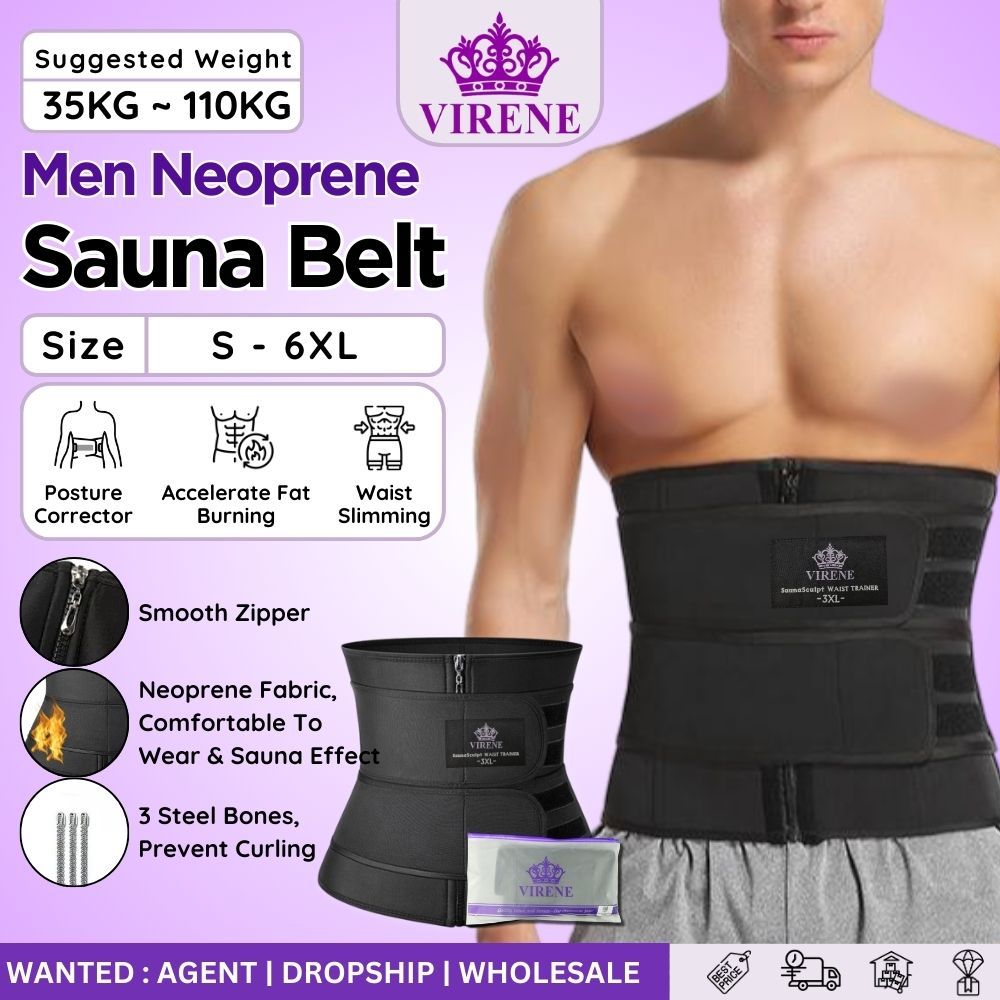 Men Slim Body Sculpting Sauna Belt Neoprene Waist Cincher Compression Fat Burning Trimmer Belt Fitness ReadyStock 218886