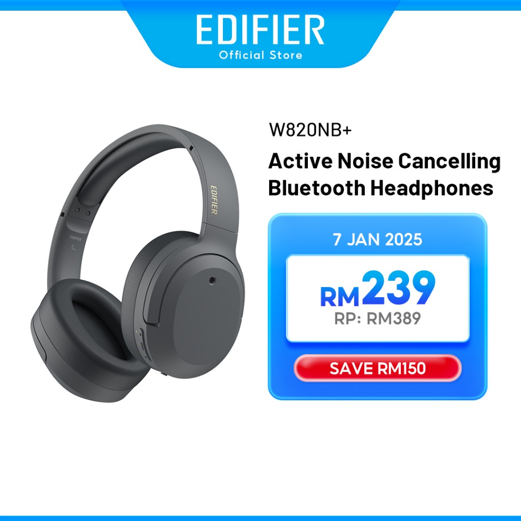 Edifier W820NB/NB Plus -43dB Noise Cancellation Wireless Headphones - Bluetooth | Hi-Res Audio | Edifier Connect