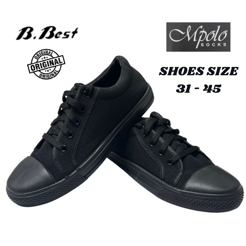 [BACK TO SCHOOL] 31~45 Kasut Sekolah Hitam Black Casual School Shoes Canvas Kasut Sekolah B.Best