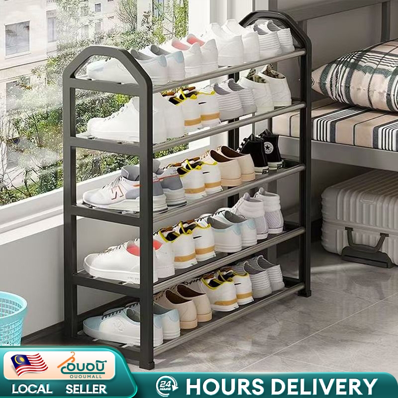 Oo 5 Tier Multi-layer Rak Kasut Stainless Steel Shoe Rack Household Organizer Storage Rack Plants Books Shelf 鞋架