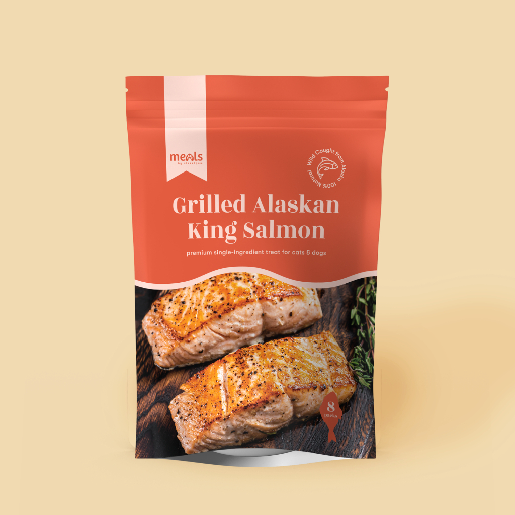 Grilled Wild Caught Alaskan King Salmon (Standard Pack of 8) [For Cats and Dogs]