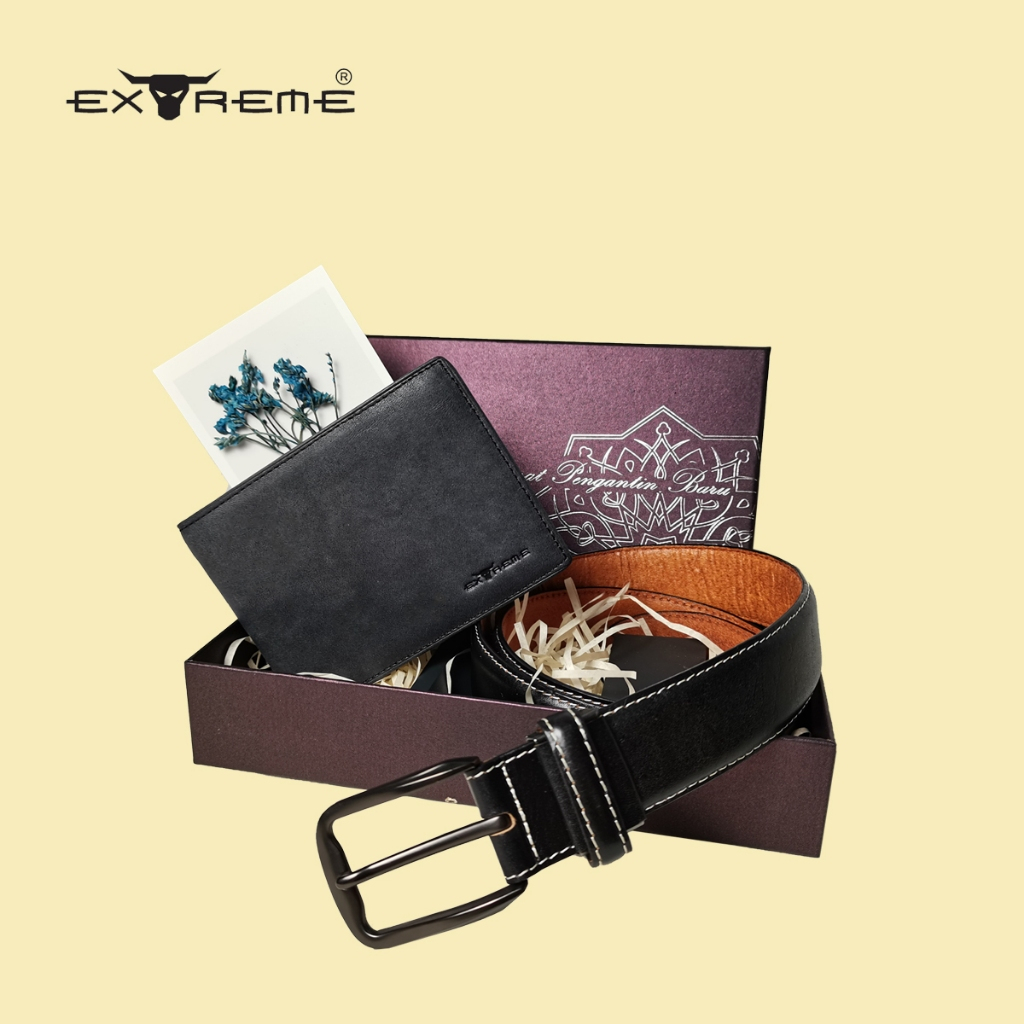 Extreme Leather Bifold Wallet and Belt Gift Set | Wallet & Belt Present | Hadiah Hantaran