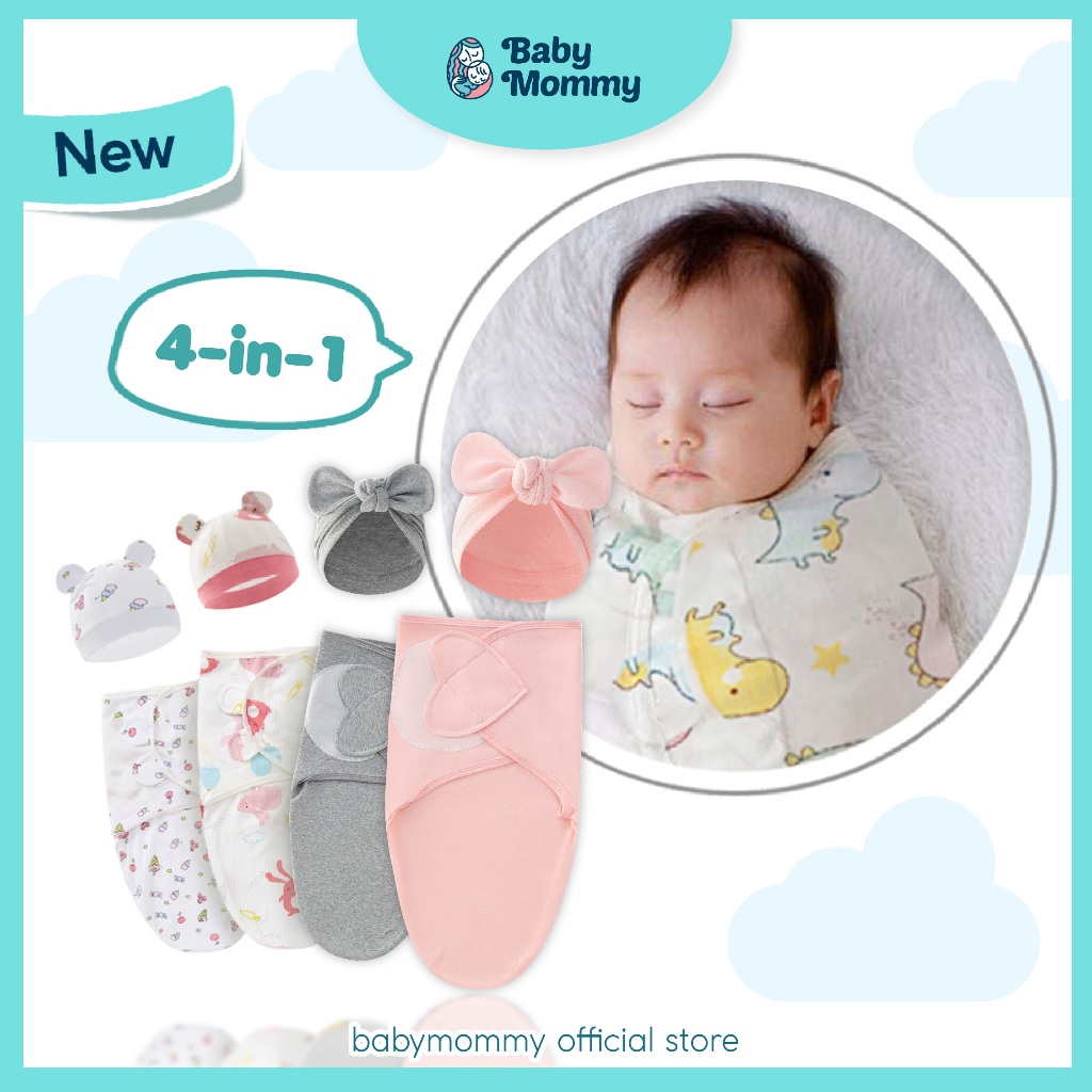 Ready Stock ?? Baby Swaddle Set Newborn Wrap Bedung Bayi Bedung Baby Sleeping Bag Baby Hat Newborn Hat Blanket Baby