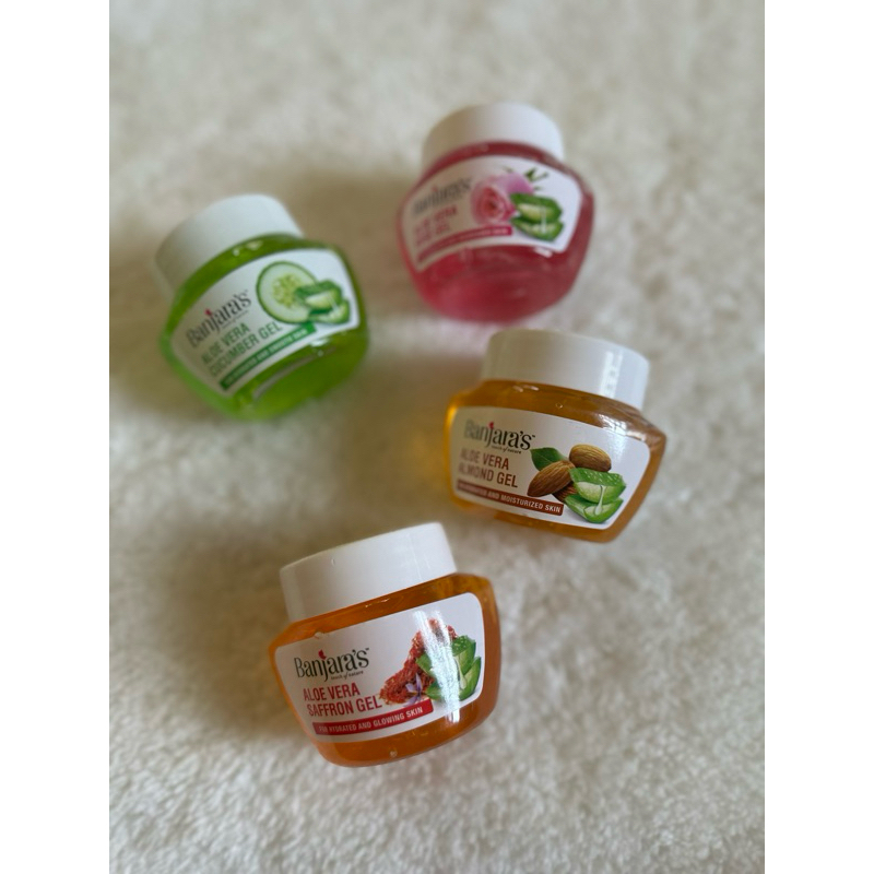 Banjara's AloeVera Gel -AloeVera & Cucumber, AloeVera & Neem, AloeVera & Rose, AloeVera & Papaya, AloeVera & Safron 100G