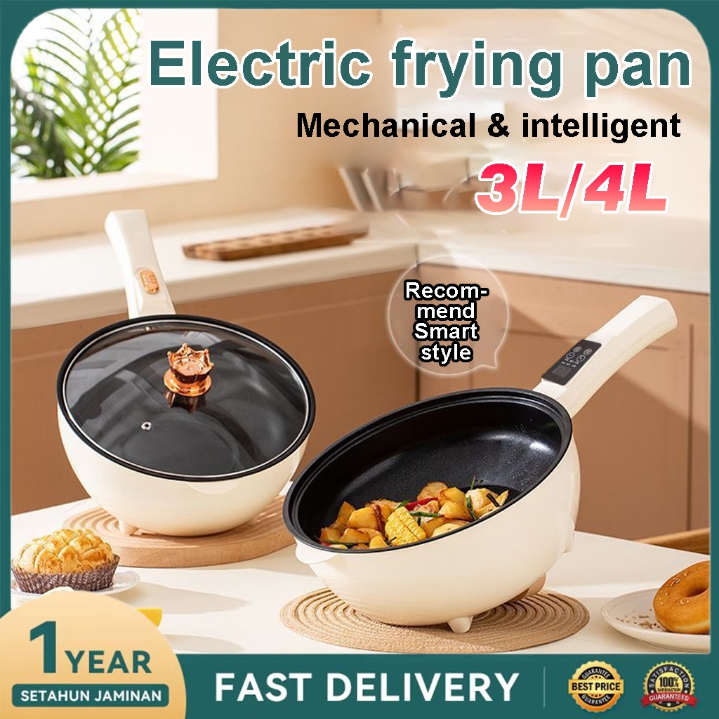 Electric Frying Pan 4L Big Capacity Smart Multifunctional Gear Adjustable Non-Stick frying pan With Steamer Cooking Pot