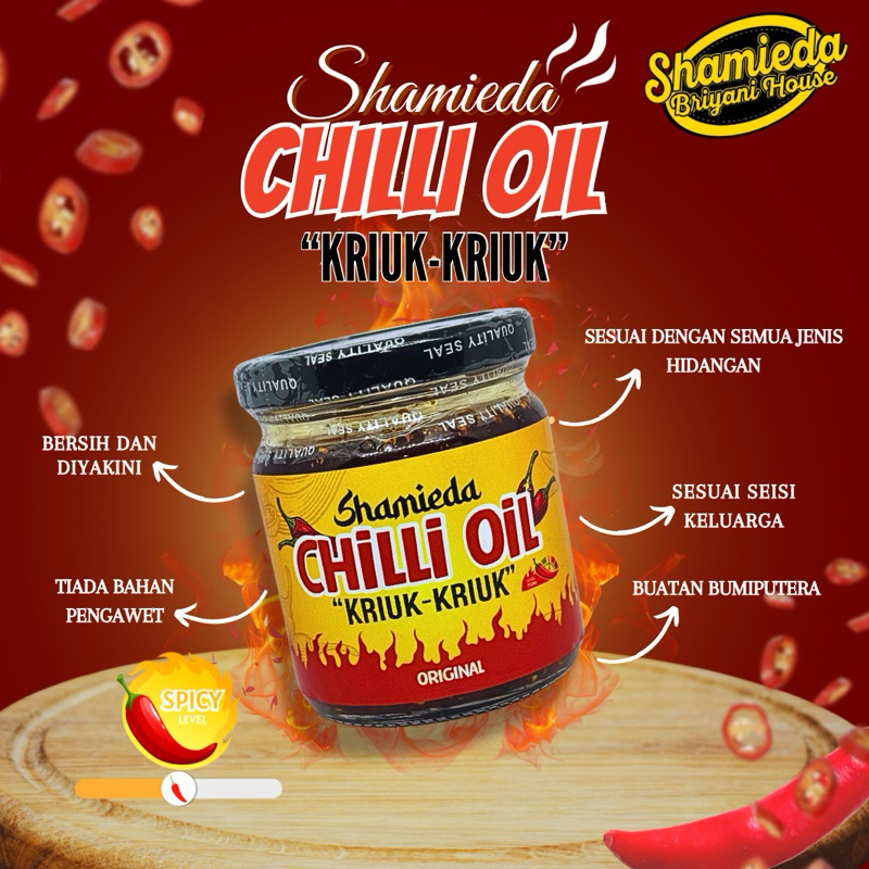 SHAMIEDA Crunchy Chili Oil Original - Bottle Pack Food Cooking Chili Makanan Spicy Sedap Pedas Sambal Nyet