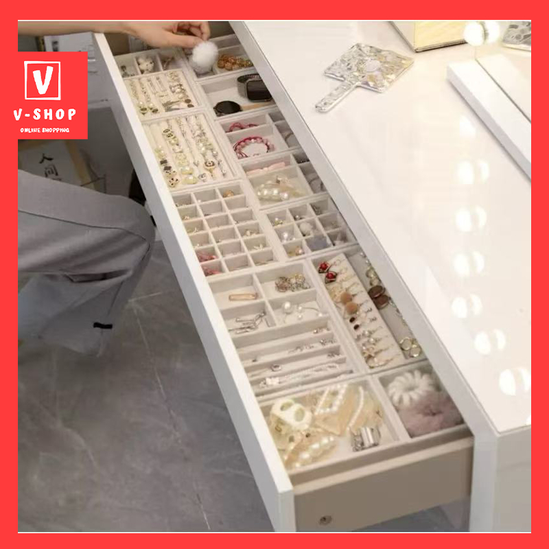 Velvet Jewelry Box Plate Ring Earring Display Organizer Holder Storage