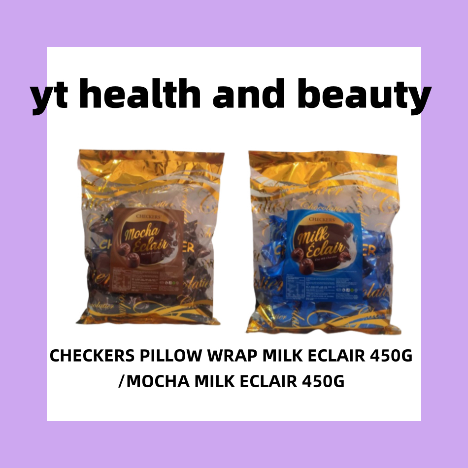 CHECKERS PILLOW WRAP MILK ECLAIR 450G/CHECKERS PILLOW WRAP MOCHA MILK ECLAIR 450G