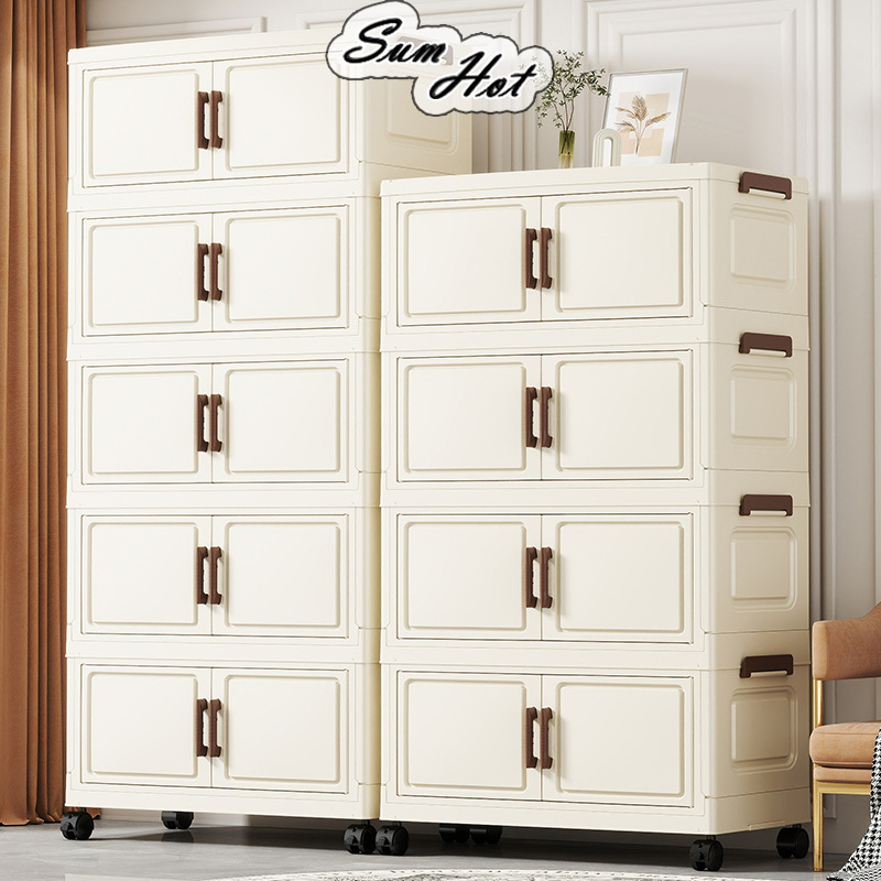 50-70cm Lowest Price Gap Storage Organizer Magnetic Door Foldable Storage Cabinet Double Doors Storage Box Stackable