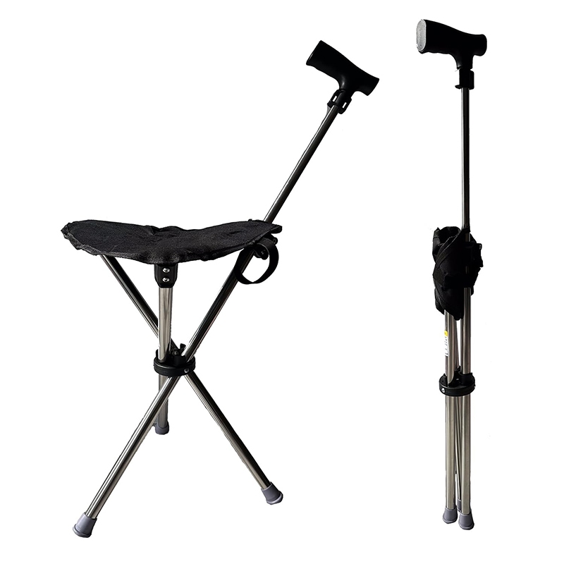 Tongkat Kerusi Lipat Foldable Stool Travel Crutch Chair Portable Crutch Prayer Can Tongkat Boleh Tongkat Boleh Lipat 登山杖