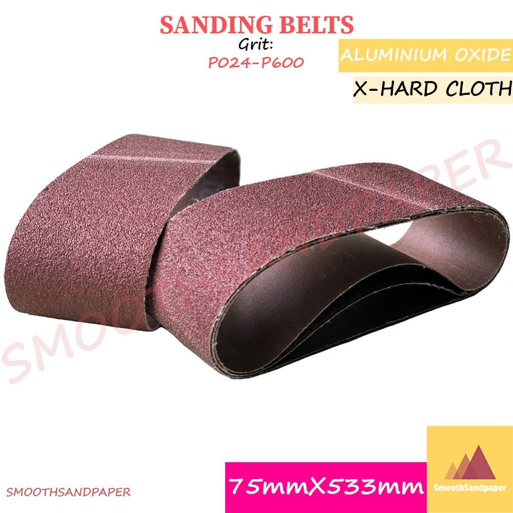 75X533mm X-Hard Cloth Sanding Belts / Aluminium Oxide 木材金属抛光打磨砂带 硬布氧化铝红砂带