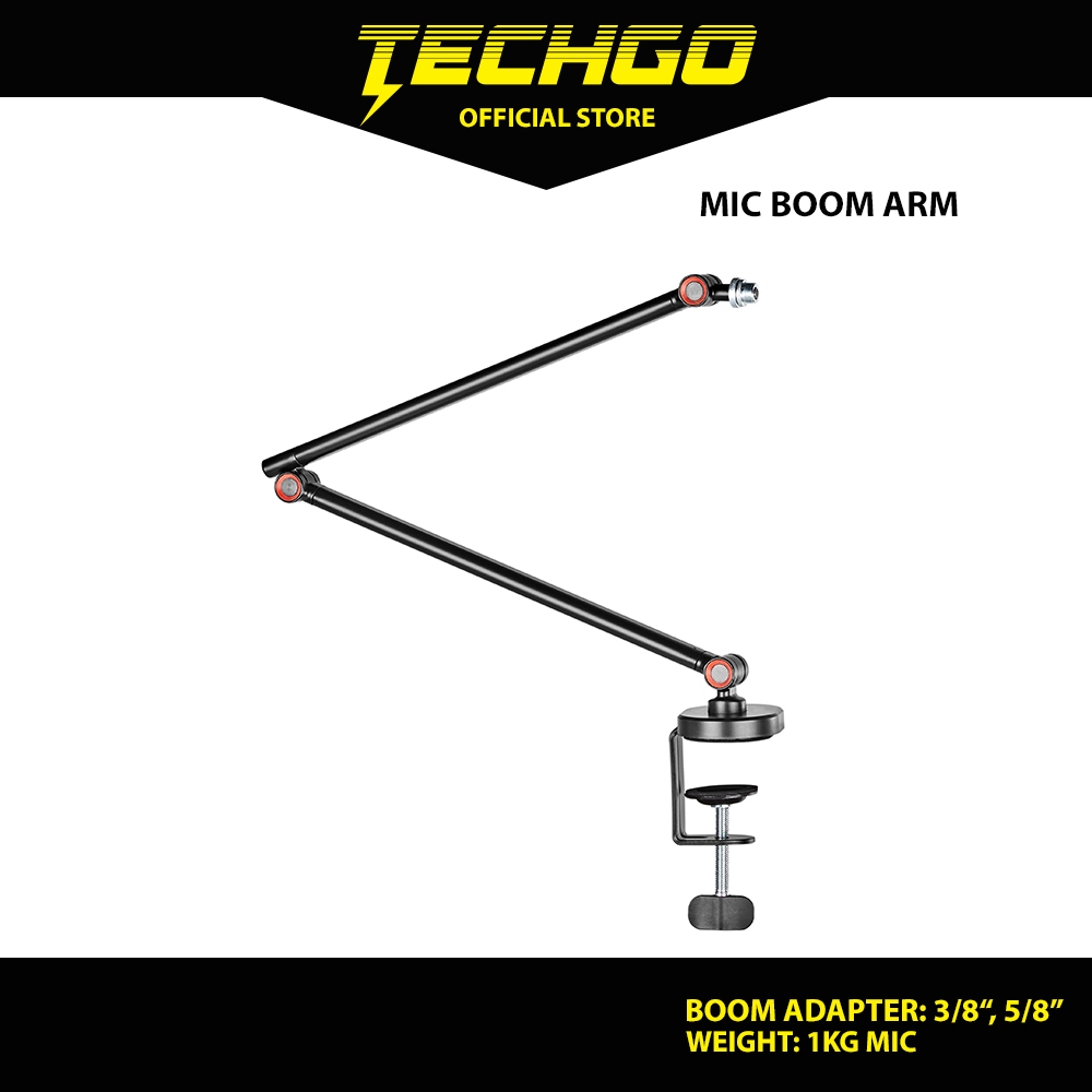 Techgo Microphone Boom Arm Table Mic Holder Stand Arm Clamp Mount For Content Creator 1KG (MDS16-1)
