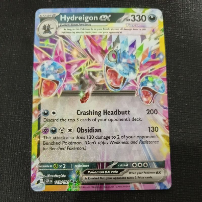 Pokemon Card TCG : SV8 Surging Sparks: Hydreigon ex 119/191 Ultra Rare 100% Original Pokemon Card