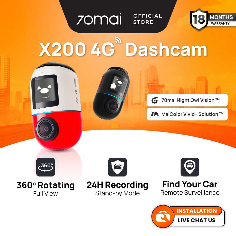 (Clearance Stock) 70mai Omni 360° Dash Cam X200 with 4G GPS AI Parking Surveillance