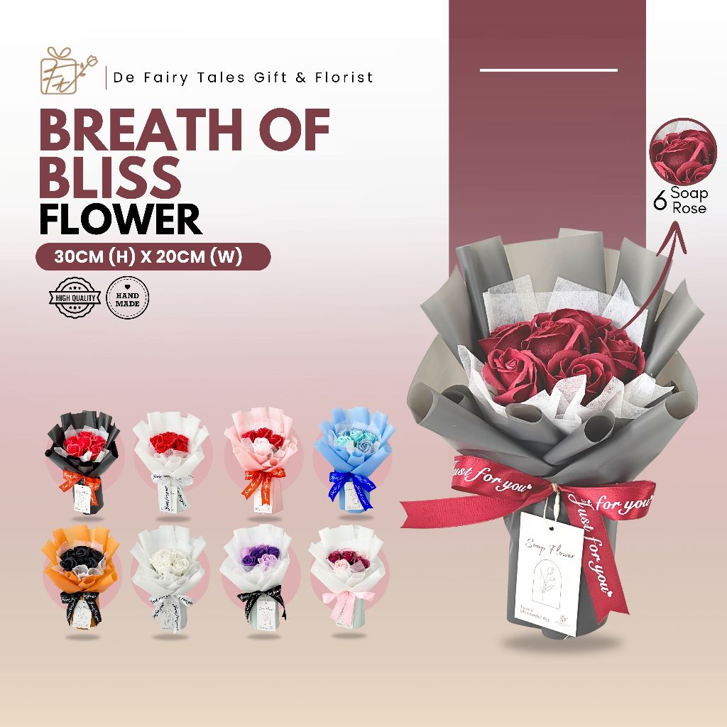 Soap Flower Bouquet 6 Stalk Simple & Nice Breath of Bliss Birthday Gift For Friend Girlfriend Anniversary Surprise