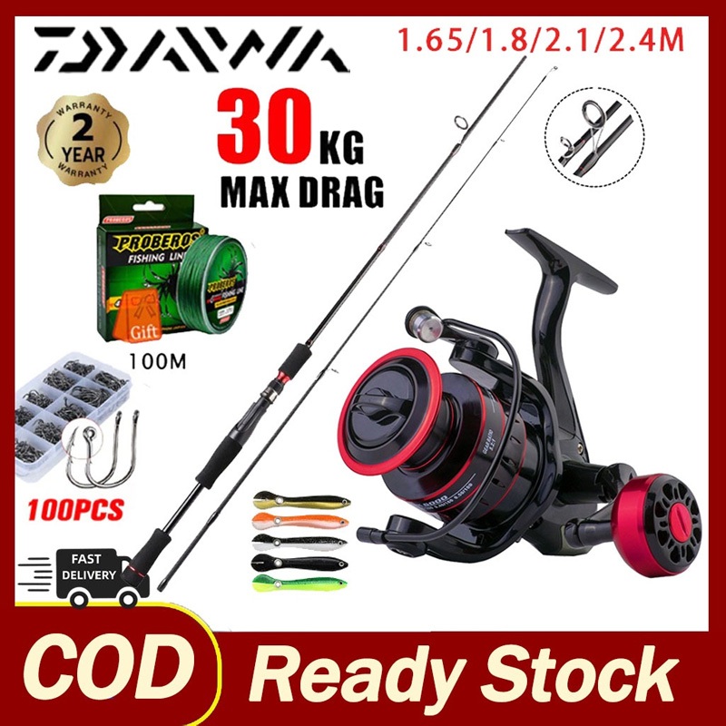 DAIWA  Reel Shimano Rod Fishing Set Joran Pancing 2 Section Rod Spinning Reels Full Set Multicolor Metal Fishing Reel