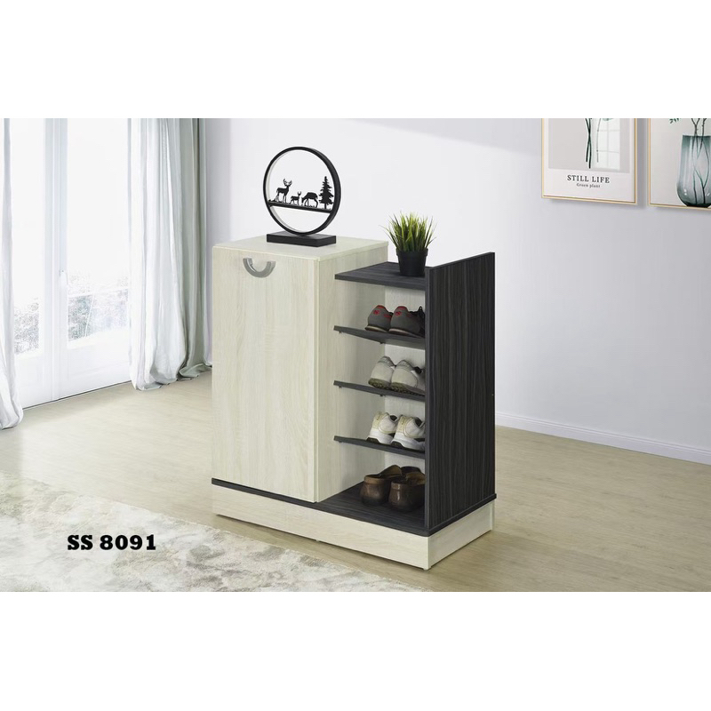 [READY STOCK] CABINET Shoe Rack 鞋柜 鞋橱 Whitewash With Tallisa Oak MuJi (IKEA)