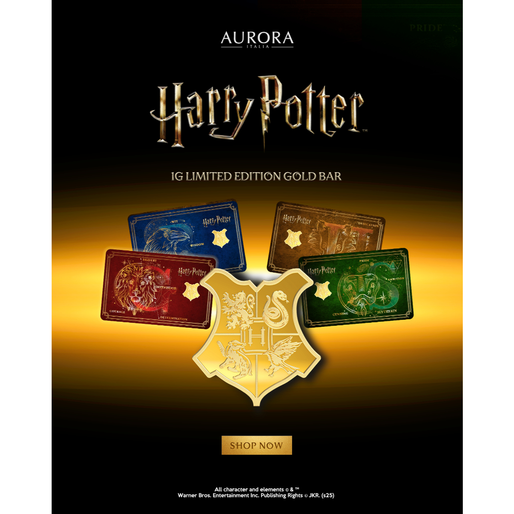 [LAST 100 SET] WARNER BROS x AURORA ITALIA (1g) 999.9 Harry Potter Hogwarts Houses Limited Edition Gold Bar 哈利波特霍格沃茨魔法