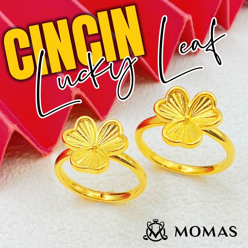 Cincin Lucky Leaf Emas 916 Original Cincin Emas 916 Bajet Cincin Fesyen Emas 916 Tulen Cincin Fesyen Emas 916