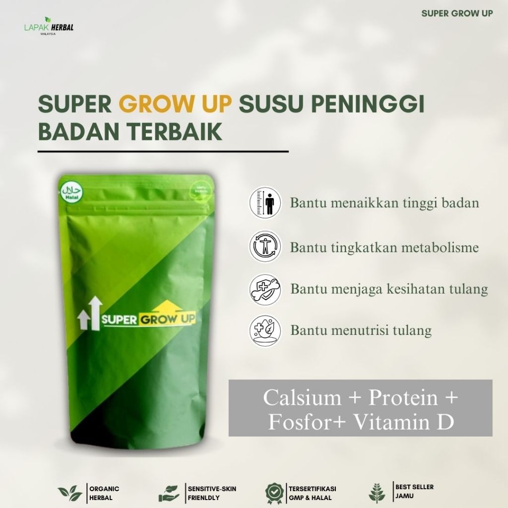 UBAT TINGGI BADAN Super Grow Up Pakej Pouch Peninggi Badan  Susu Tambah Tinggi Badan Height Up Increase Original Office