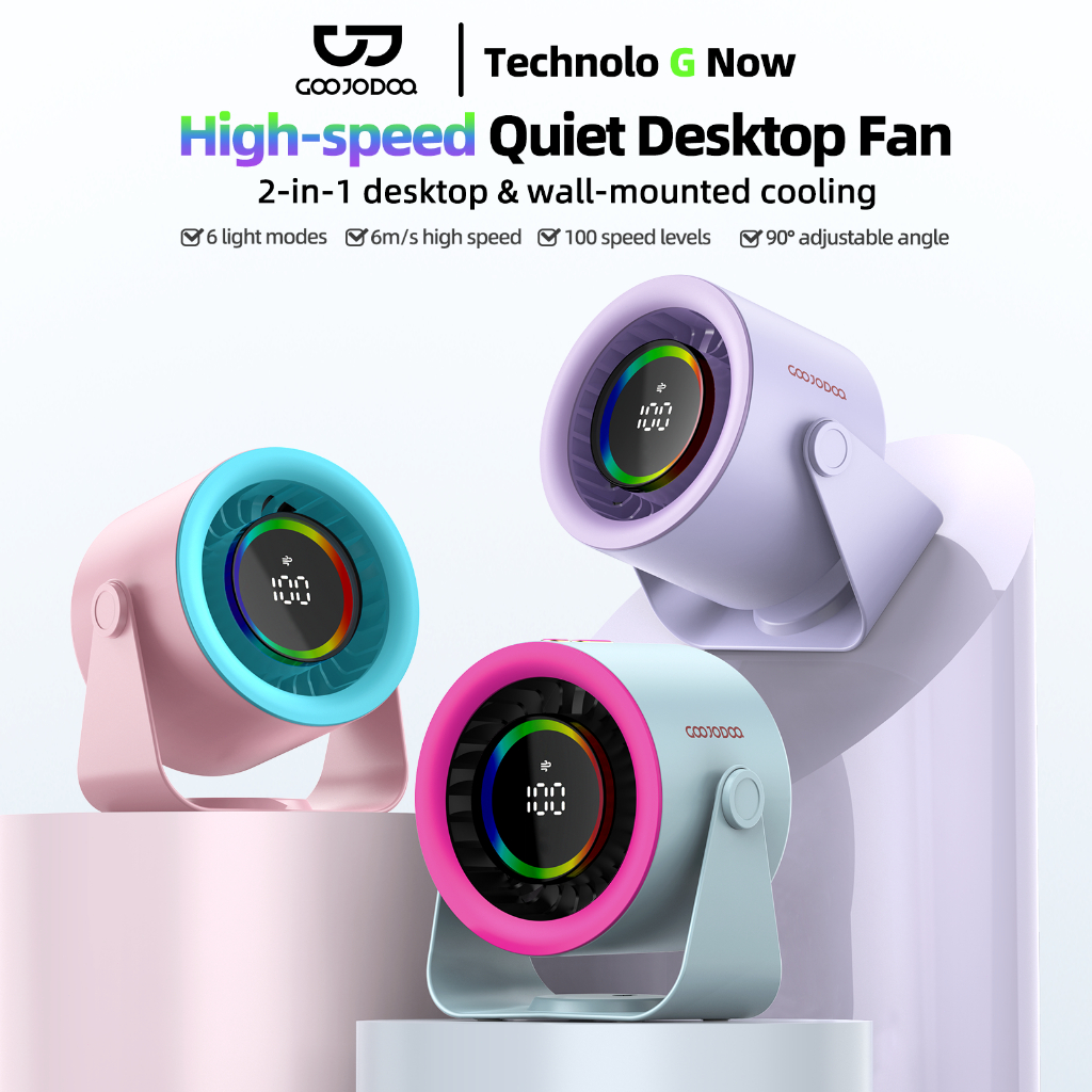 GOOJODOQ High-Speed 90° Adjustable Angle Quite Desk Fan With LED Display