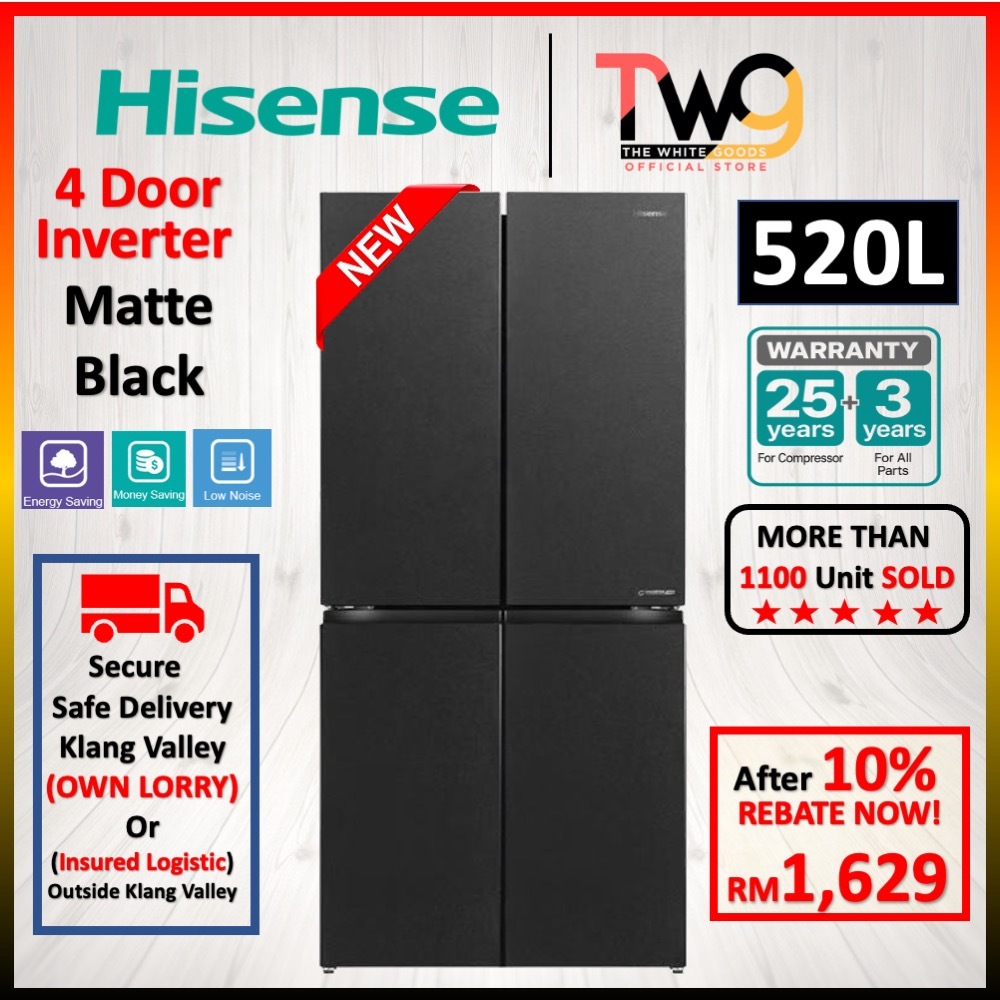 Hisense 520L 4 Door Inverter Fridge Refrigerator RQ555N4ABN