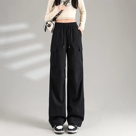 Straight Cut Seluar kargo Seluar Perempuan Casual Women Khaki Seluar Cargo Perempuan Loose Cargo Pants high quality