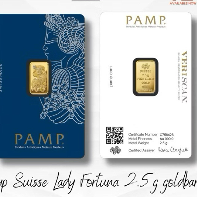 2.5g GOLD BAR PAMP SUISSE pure gold 9.999