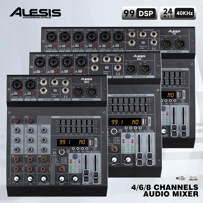 ALESIS M04/M06/M08 4-8 channel mixing console, stable connection with built-in 99DSP effect to meet various usage needs
