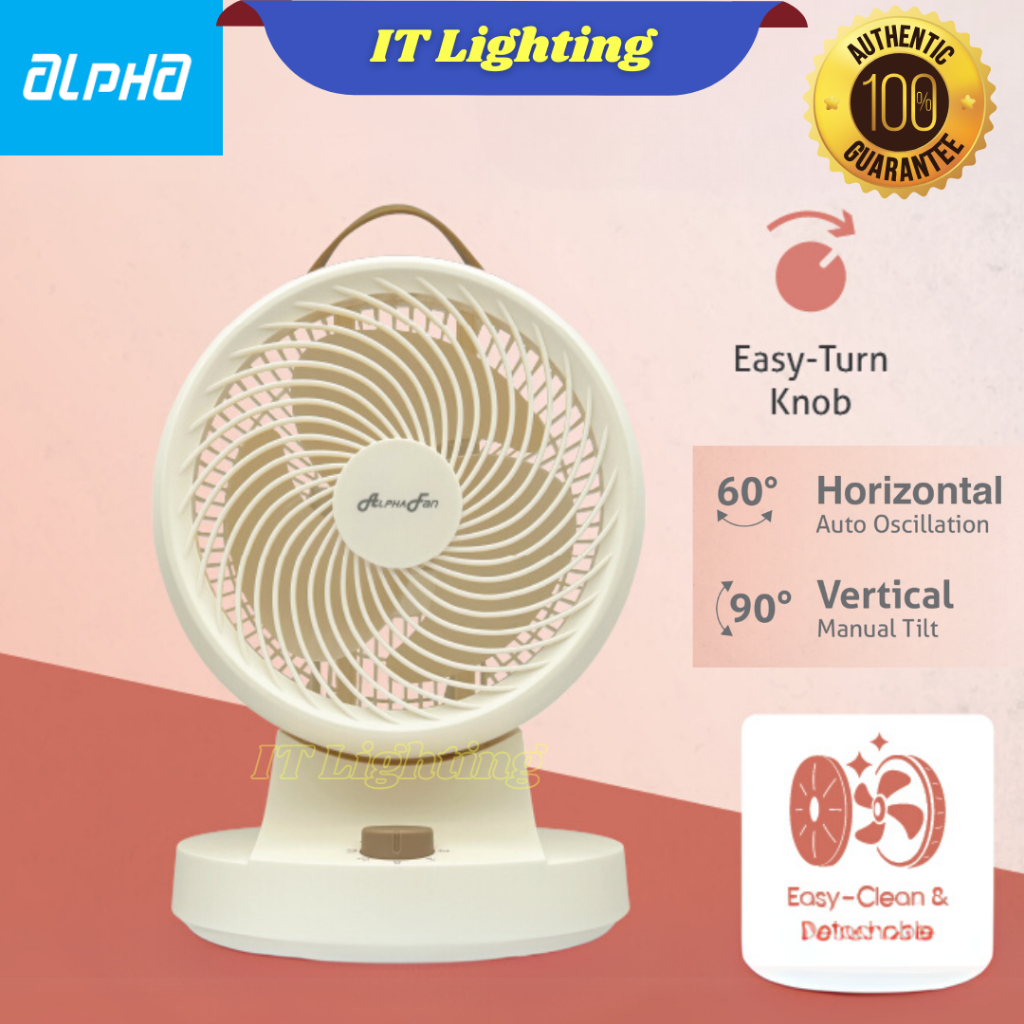 ALPHA MOTTO Desktop Fan DT C13 Table Fan Portable Office Fan Vanilla 7inch 3 Speeds 60 Auto Oscillation Modern fan