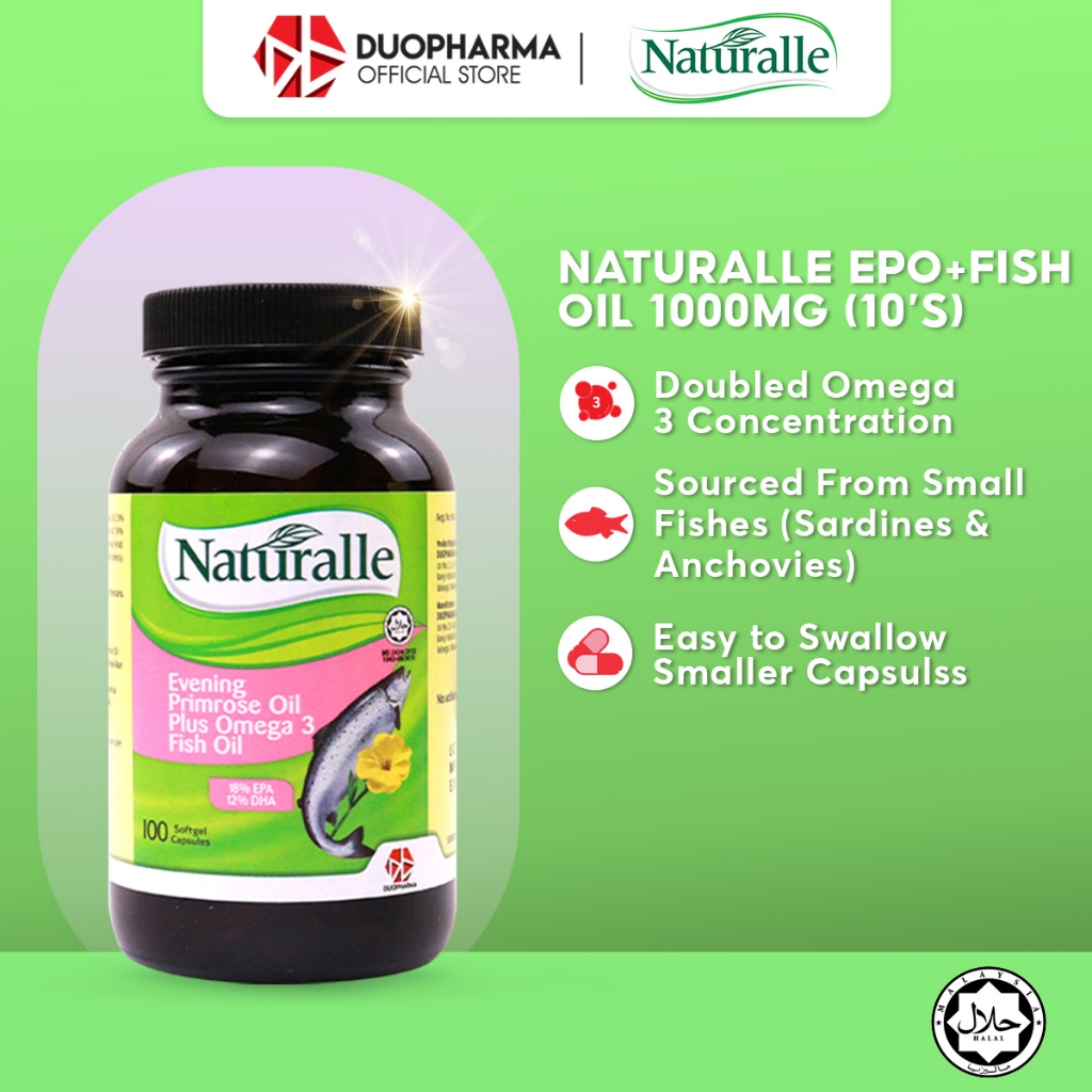 Naturalle Minyak Bunga Primrose EPO + Minyak Ikan 1000mg 100's / Naturalle EPO+Fish Oil 1000mg 100's
