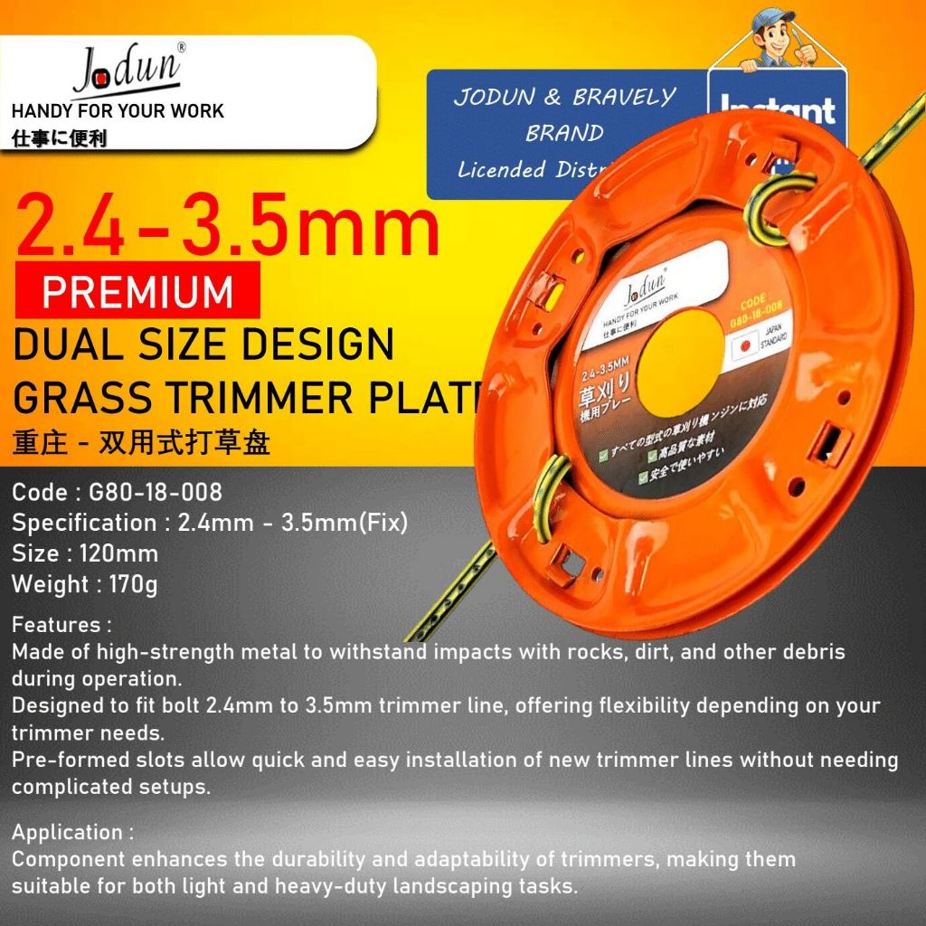 JODUN BRAND 2.4-3.5MM Premium Dual Use Design Orange Grass Trimmer Plate For Trimmer Grass (Piring Mesin Potong Rumput)