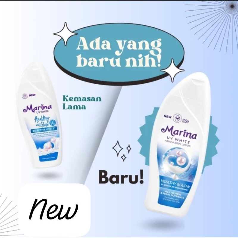 marina uv white hand body lotion 460ml&185ml  healthy & glow mencerahkan kulit