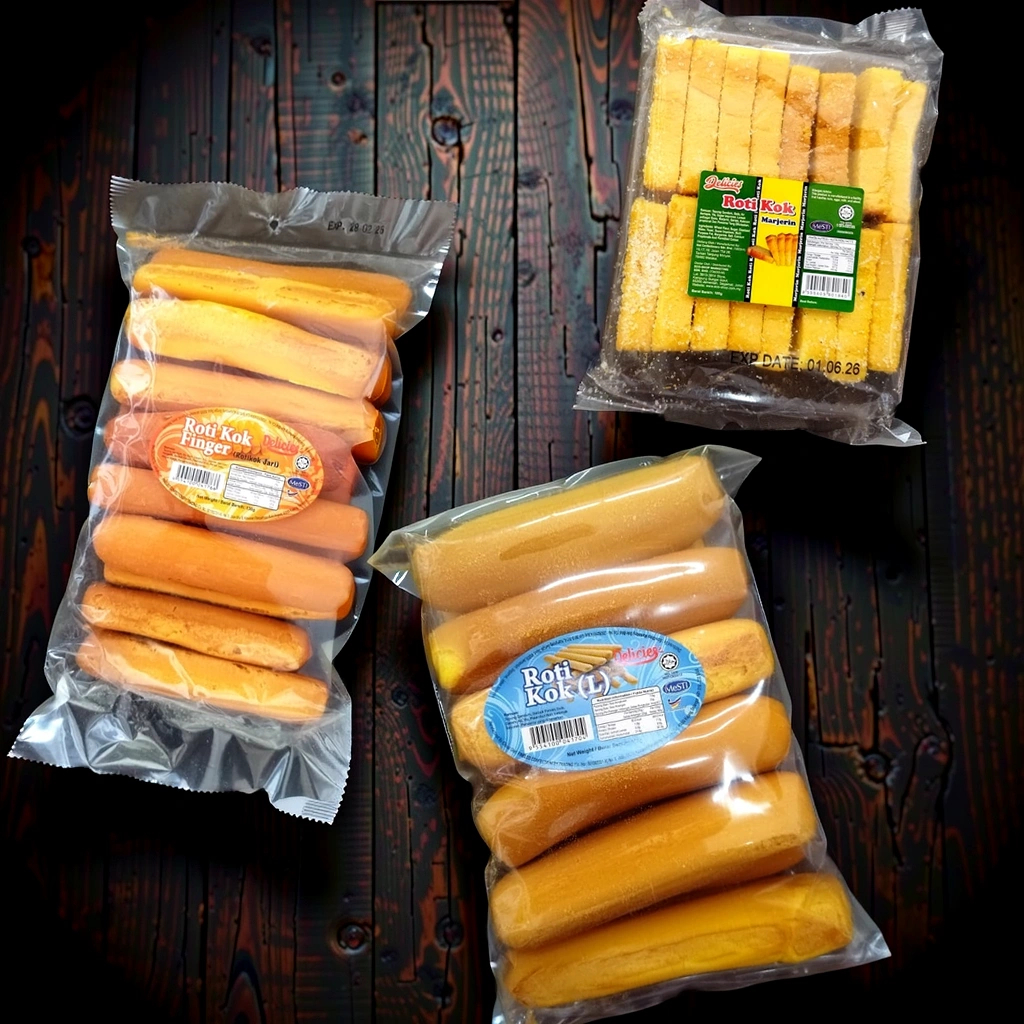 Roti Kok Variety Pack – Traditional Malaysian Toasted Bread Snacks (Finger, Bulat & Margerine)