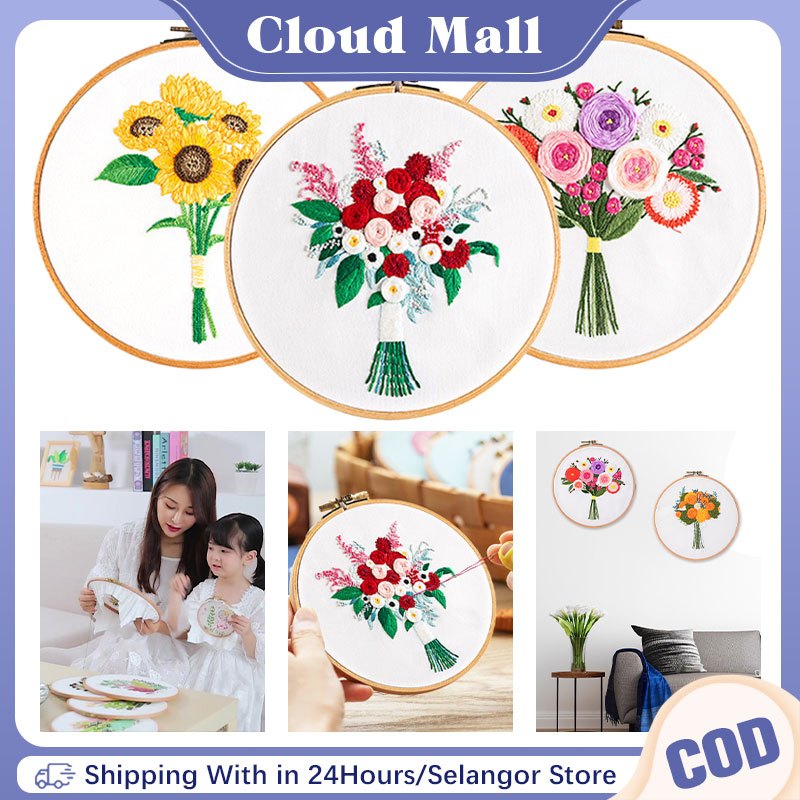 20CM Embroidery Kit Beginner Sulaman Cross Stitch Set Embroidery Kit Sewing Kit Set