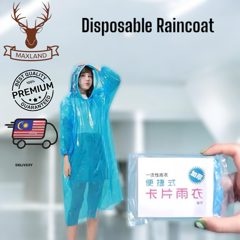 One Time Use Adult Disposable Raincoat Waterproof Clear Rainwear Outdoor Emergency Semi Rain Coat baju hujan 一次性雨衣