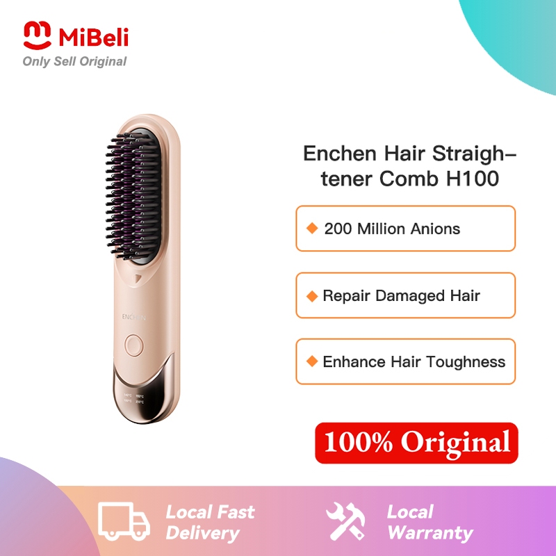 Enchen  Pelurus Rambut H100 Cordless Hair Straightener Comb Wireless Negative Ionic Brush