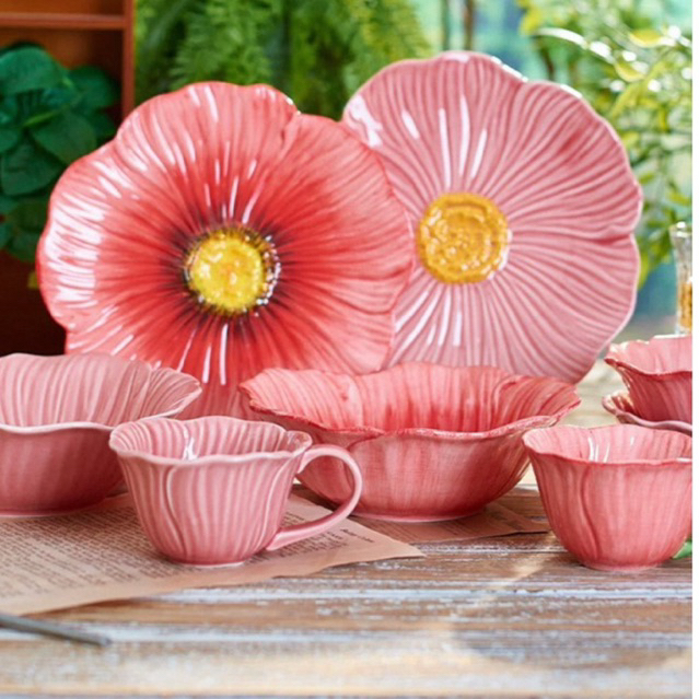 Ceramic Flower Dinner Plate ,Big Bowl, Deep Plate ( Dinnerware )