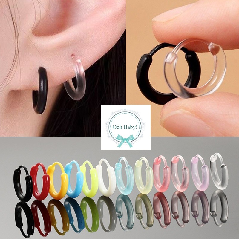 Trendy Resin Earring Needle Colorful Round Ear Buckles Girl Women Ins Mini Earing/ Subang Telinga [Ready Stock