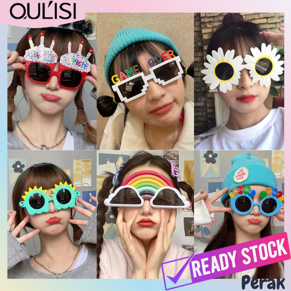 OULISI Birthday Sunglasses Spec Funny Cute Party Cermin Mata Hari Jadi 小红书直播搞怪生日眼镜