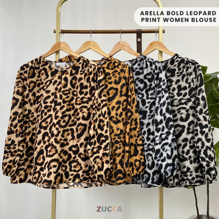 ZUCCA ARELLA BLOUSE LEOPARD PRINT BERGAYA BERANI UNTUK WANITA - MA046
