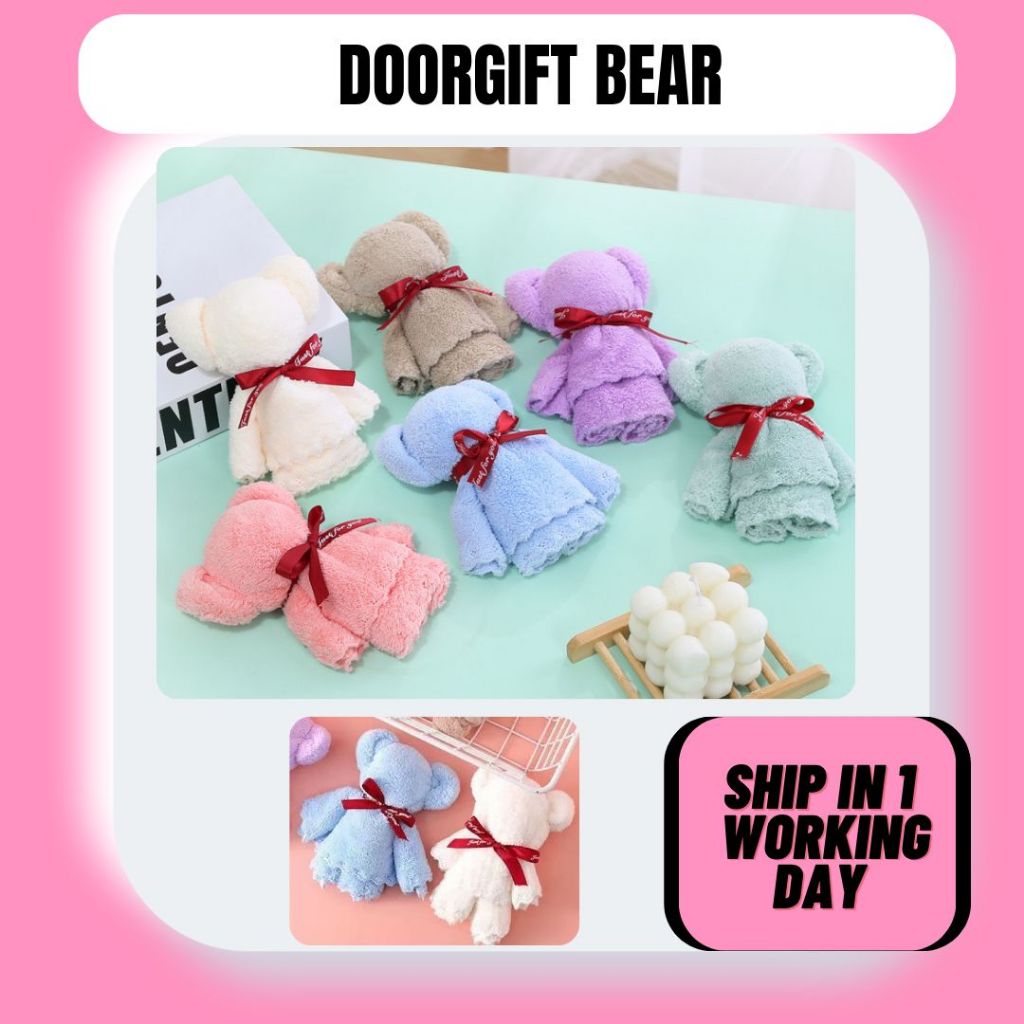 Door Gift Premium Cute Bear Towel, Door Gift Murah, door gift kahwin, wedding gift, gift, hadiah, gift, doorgift bag