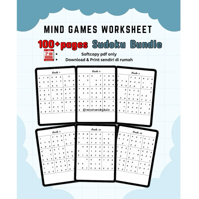 Ebook For Kids - 100+ pages Sudoku Bundle Worksheet | Mind Games Worksheet | Mind Games for kids and Adults
