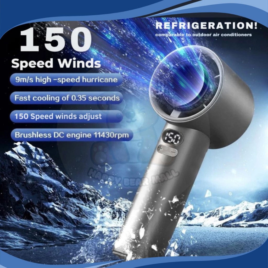 【 150 Speed 】usb fan Portable USB Mini Fan kipas mini kipas tangan Mini Fan Rechargeable Handheld Fan with Led Display