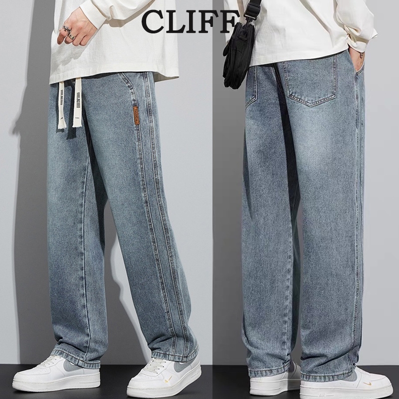 【Tempat Malaysia】CLIFF men seluar panjang lelaki Men's jeans Retro straight simple and comfortable summer model