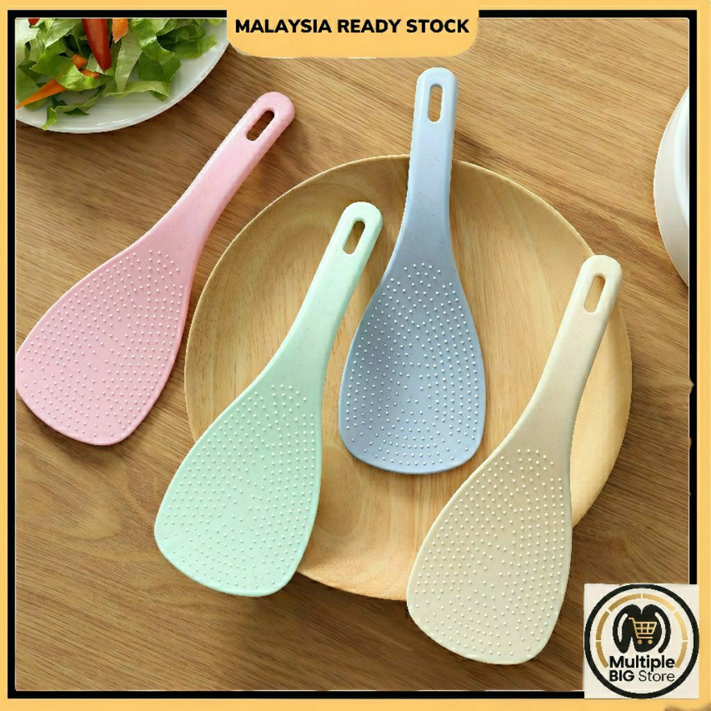 Doorgift Eco-Friendly Wheat Stalk Kitchen Rice Paddle Scoop Spoon Non Stick Senduk Nasi Harga Borong Murah Doorgift