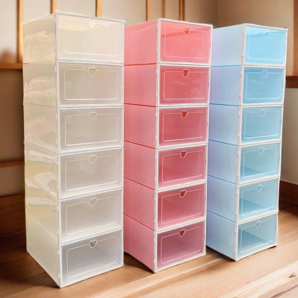 Big Size Hard Plastic Shoe Box Organizer Shoes Rack With Cover Foldable Cabinet Storage Box
