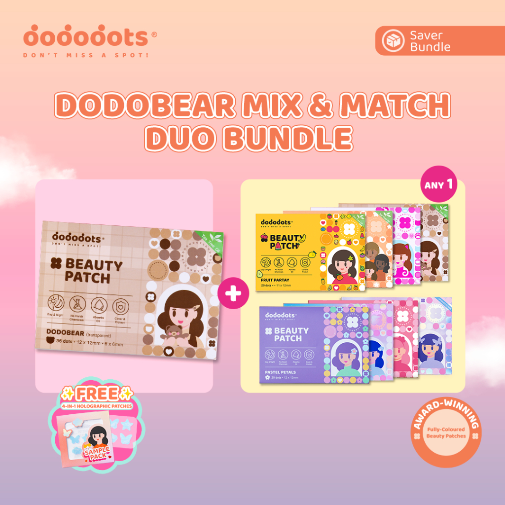 Dododots | Dodobear Mix & Match Duo Bundle | 2 Packs | Cute Pimple Acne Patch | 痘痘贴 | Penampal Jerawat | Face Sticker