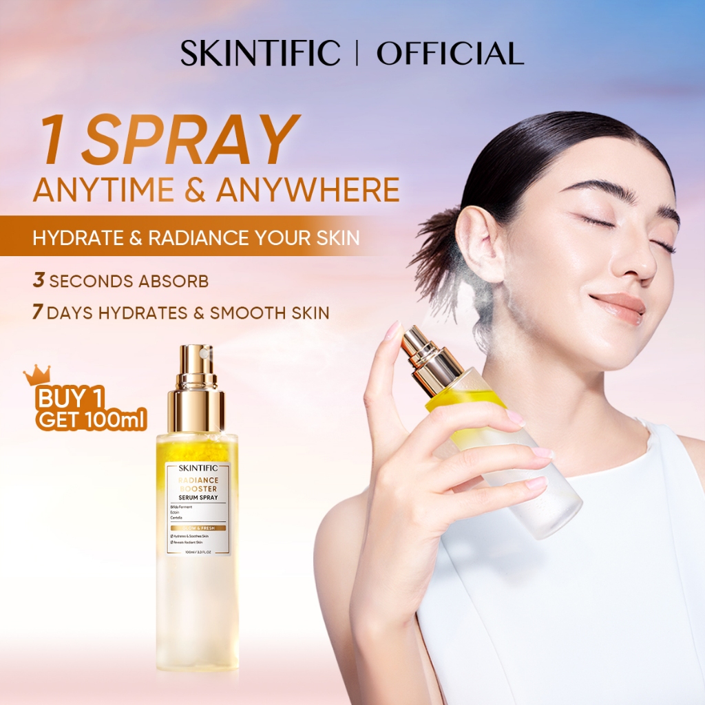 SKINTIFIC Radiance Booster Serum Spray 100ml containing essence and oil make the skin glossy hydration